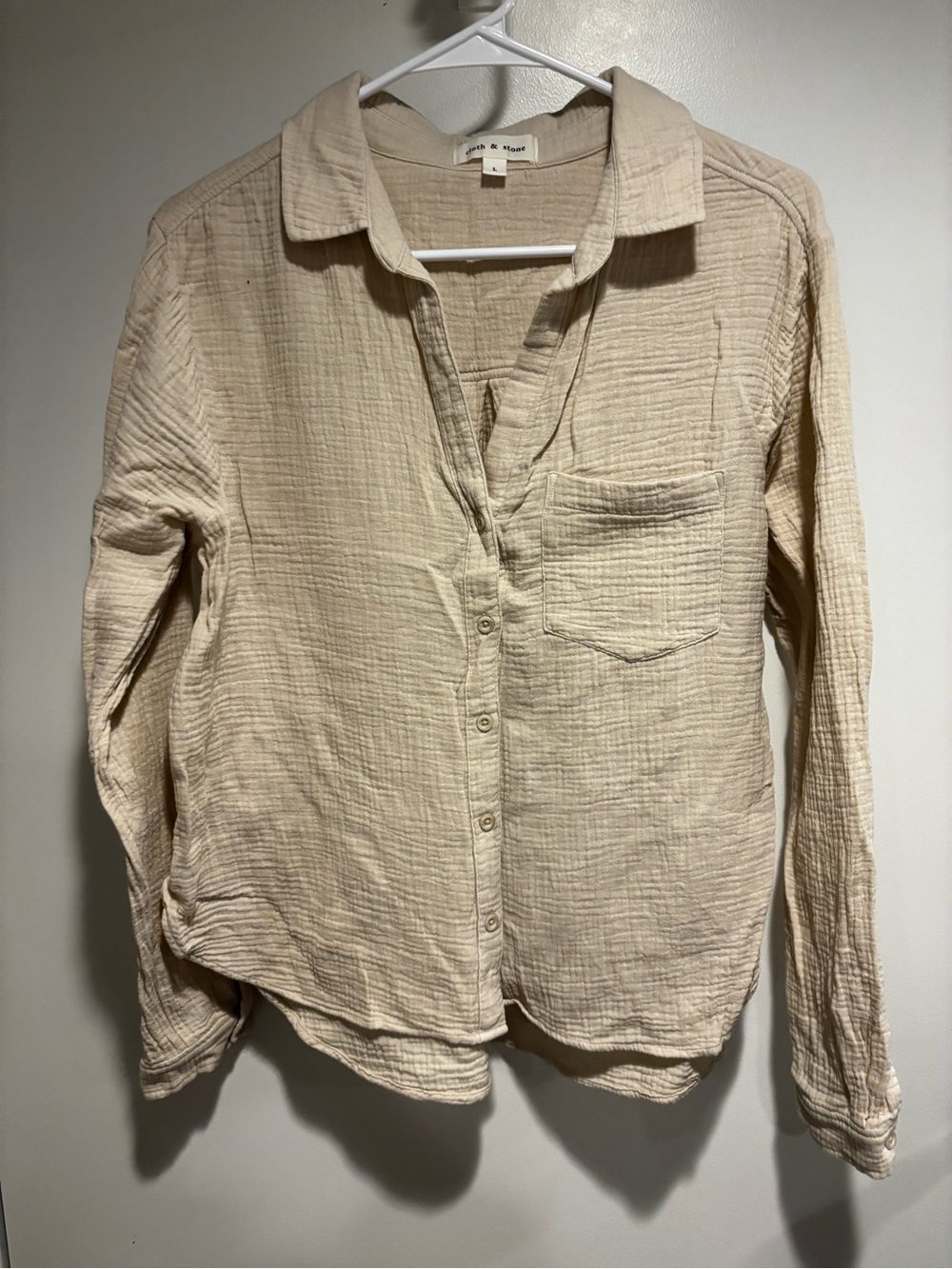 Cloth & Stone Cotton Gauze Collared Button down Shirt Large